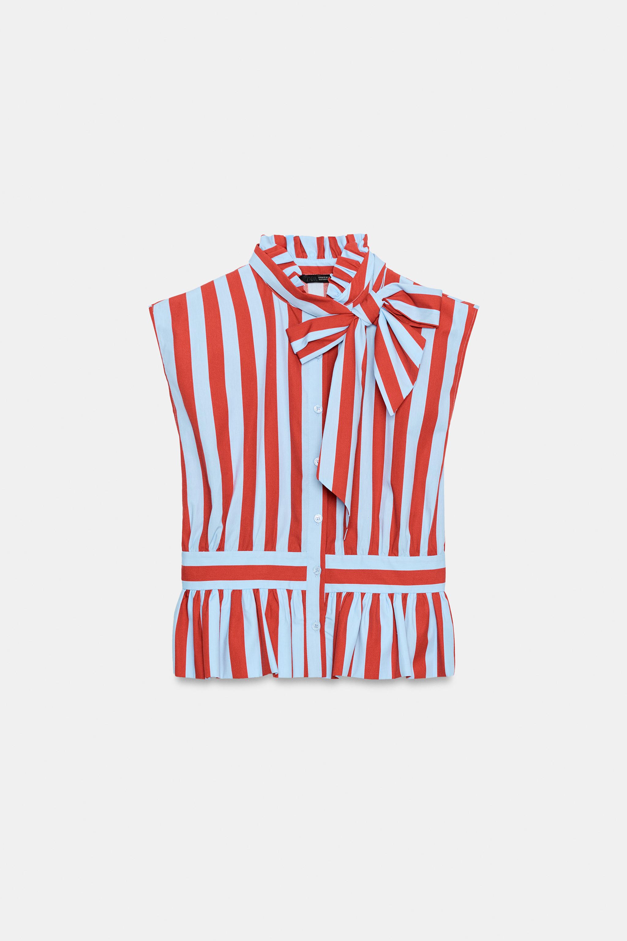 KNOTTED STRIPED BLOUSE